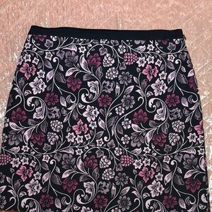 Nanette Lepore Black Pencil Skirt with Pink & Purple Floral Print
